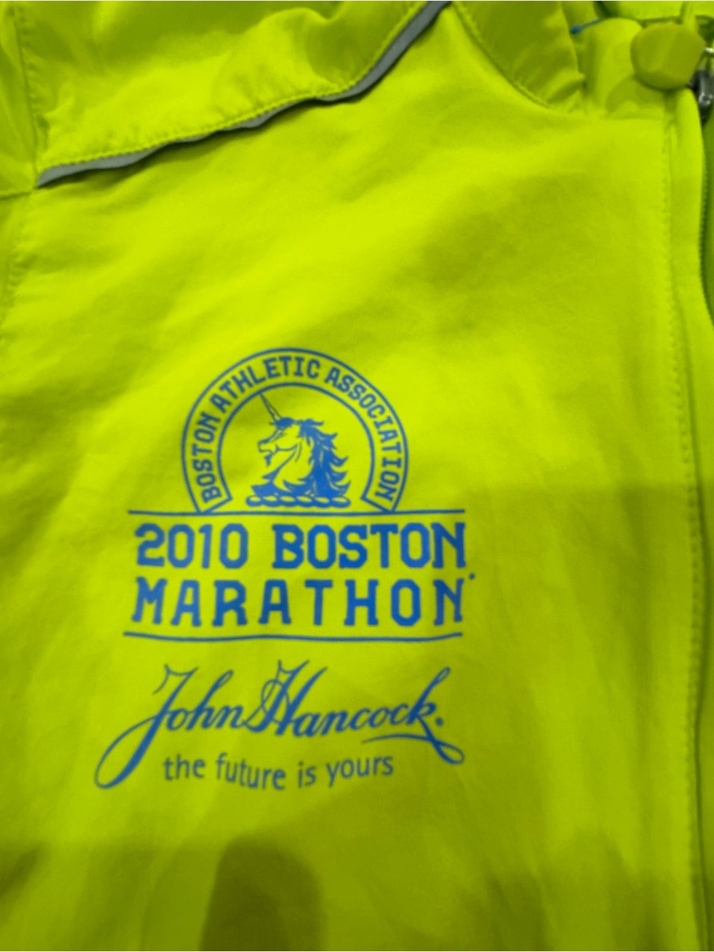 adidas Neon Yellow & Blue 2010 Boston Marathon Performance Jacket